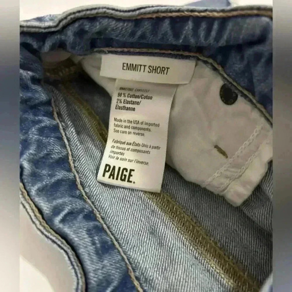 Paige Emmitt Shorts Size 28" Waist 3" Length Raw Hem Frayed Cut-off‎ denim - Picture 6 of 8